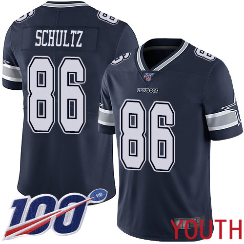 Youth Dallas Cowboys Limited Navy Blue Dalton Schultz Home #86 100th Season Vapor Untouchable NFL Jersey